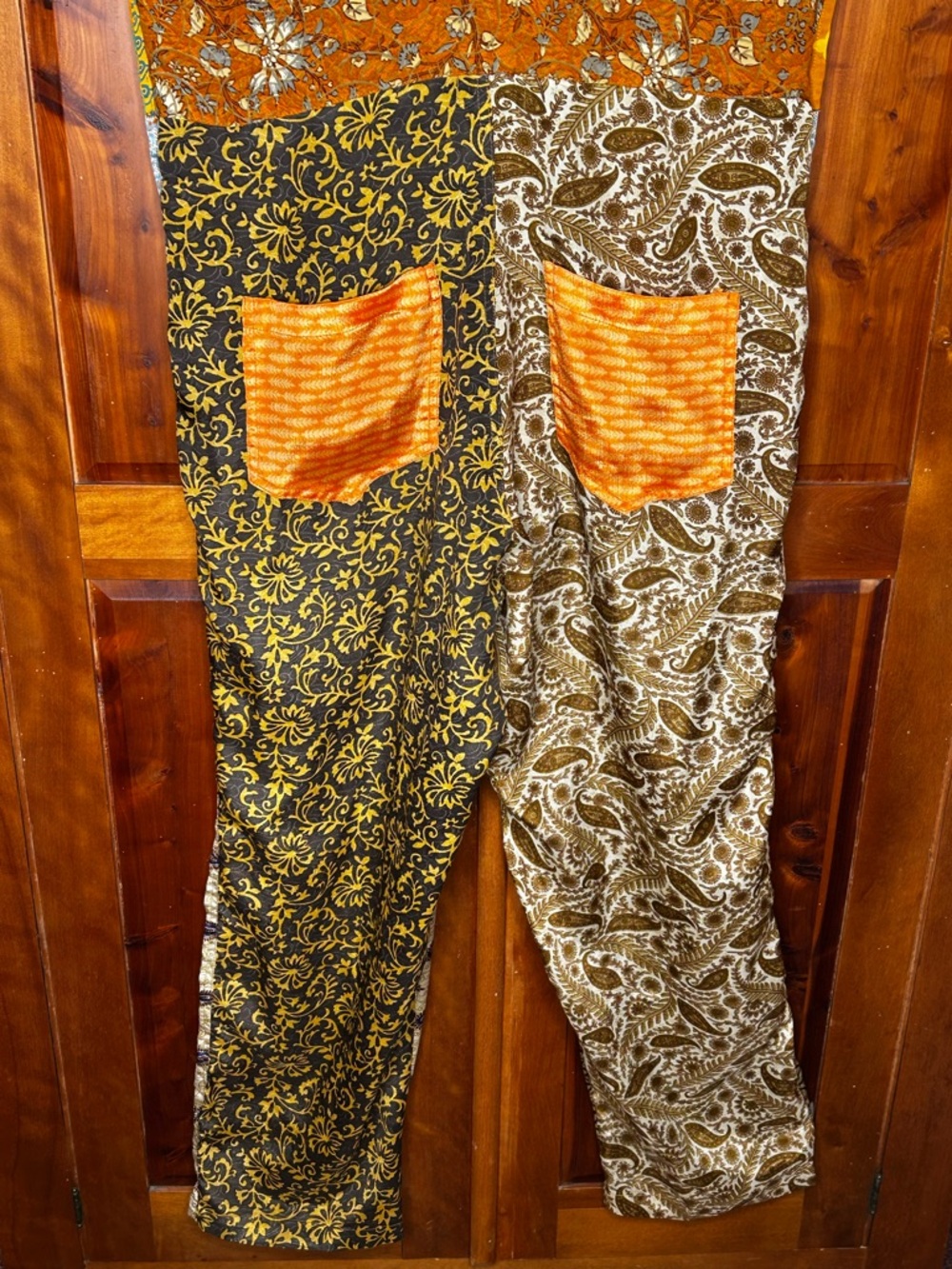 Mexicali Blues Boho Patchwork Silk Blend Overalls Hippie Whimsical One of a KInd - Picture 10 of 17